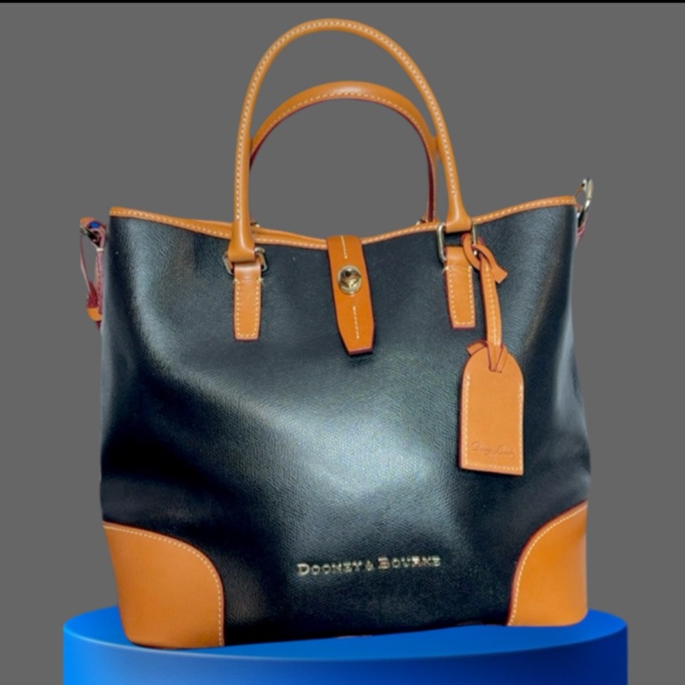 Dooney & Bourke Black and Tan Leather Tote